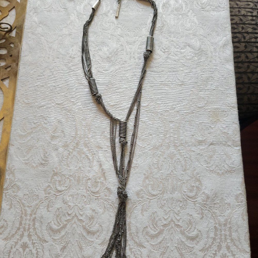 BCBGENERATION SILVERTONED MESH NECKLACE 19"